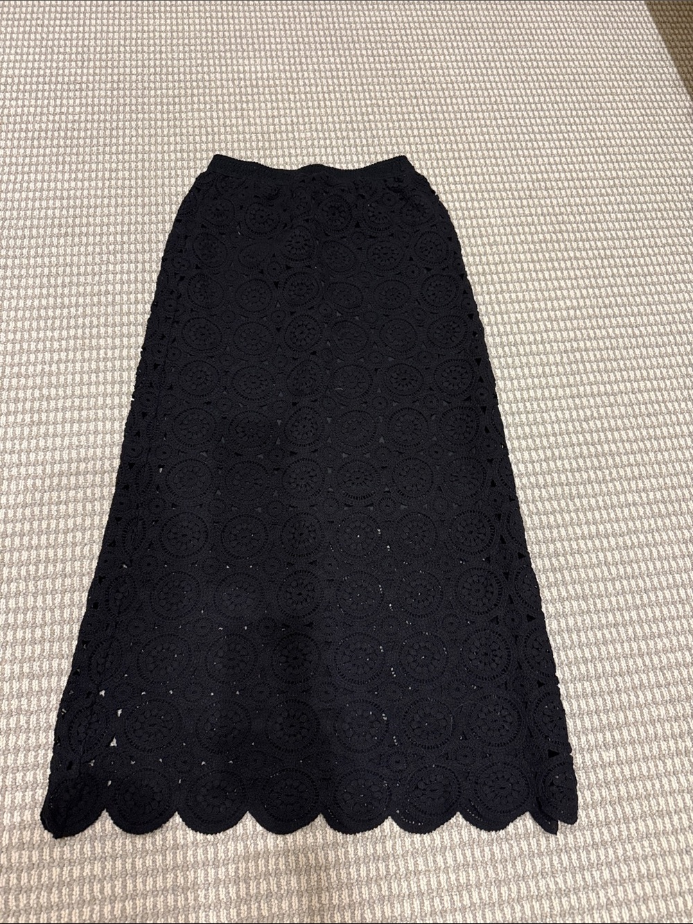 bohme Black Crochet Maxi Skirt